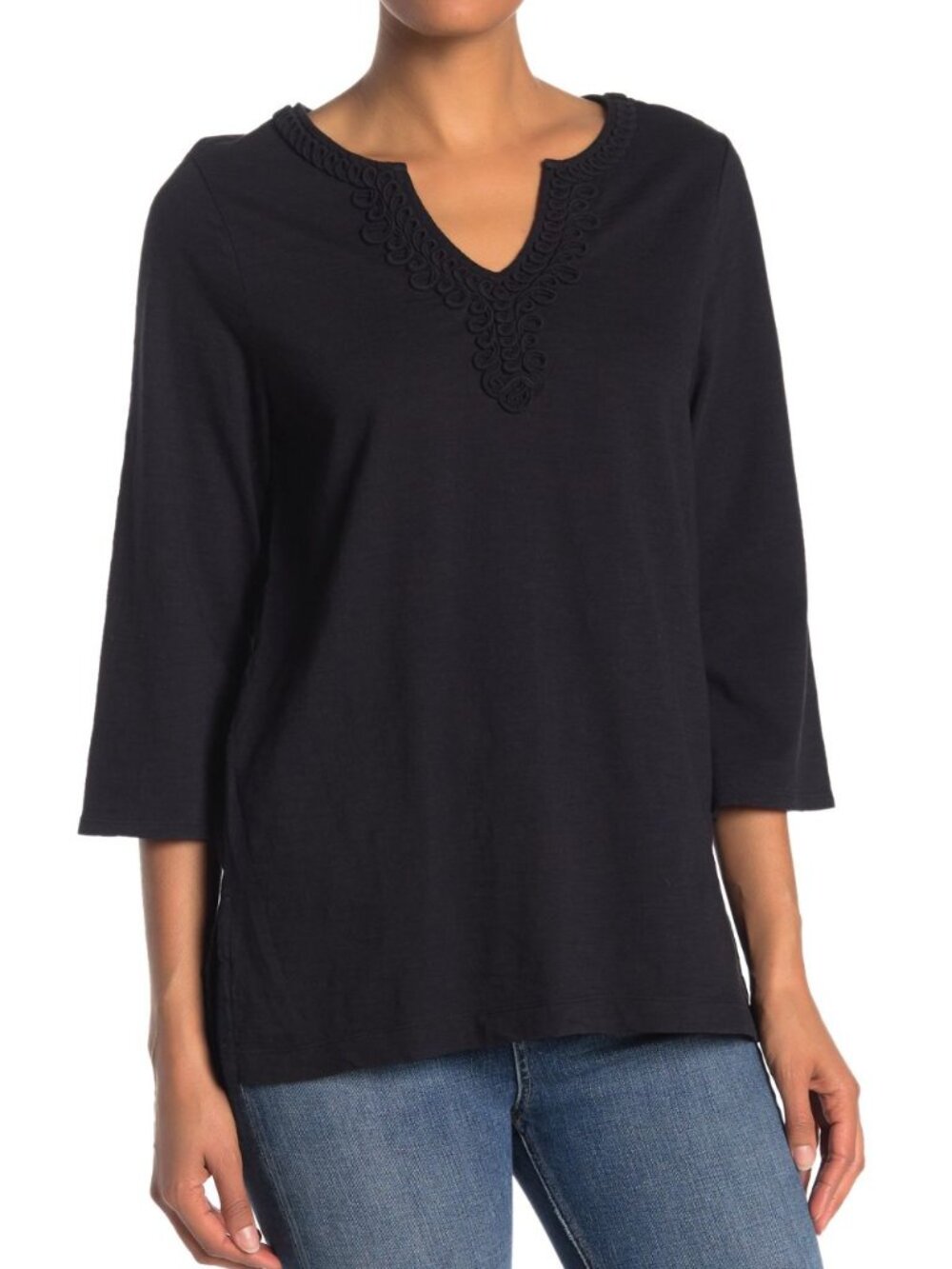 Tommy Bahama Bell Sleeve Cotton Tunic Black Sz S
